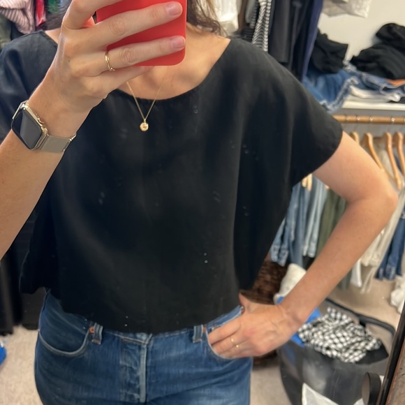 MARA HOFFMAN black cropped linen top M - Picture 7 of 8